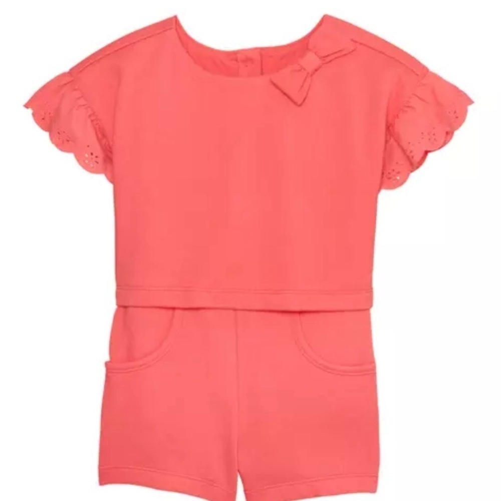Janie and jack coral eyelet romper